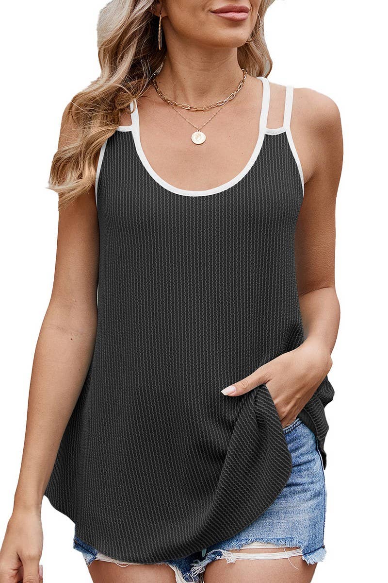 CWTTK0789_COLORBLOCKED CREW NECK SOLID COLOR CAMISOLE