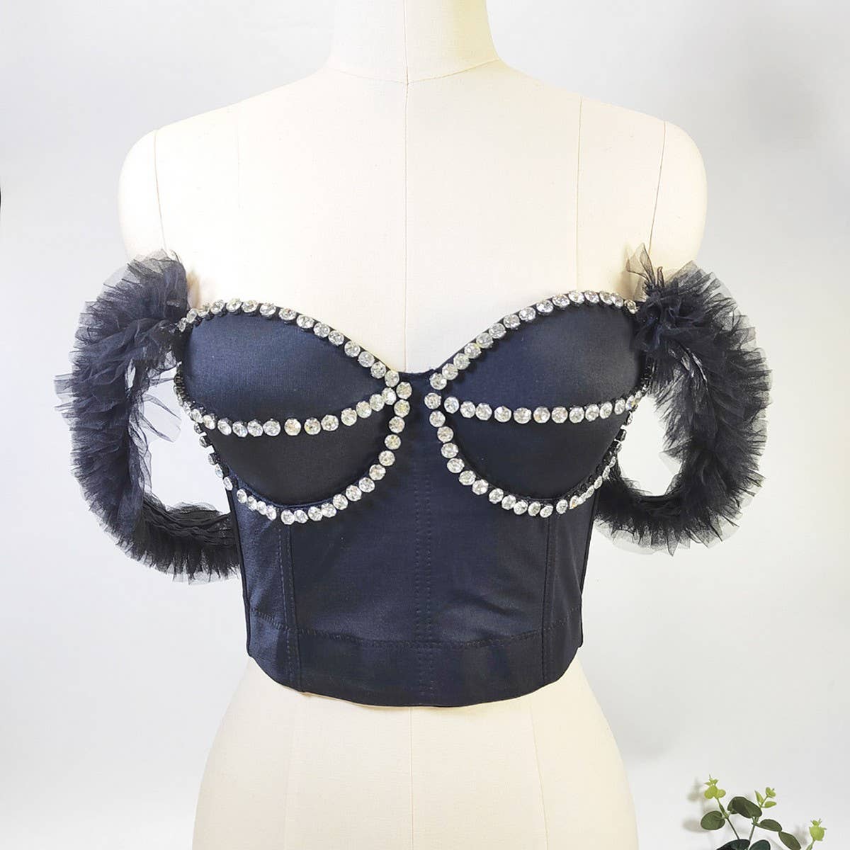 SWEET RUFFLE FITTED HERRINGBONE CORSET