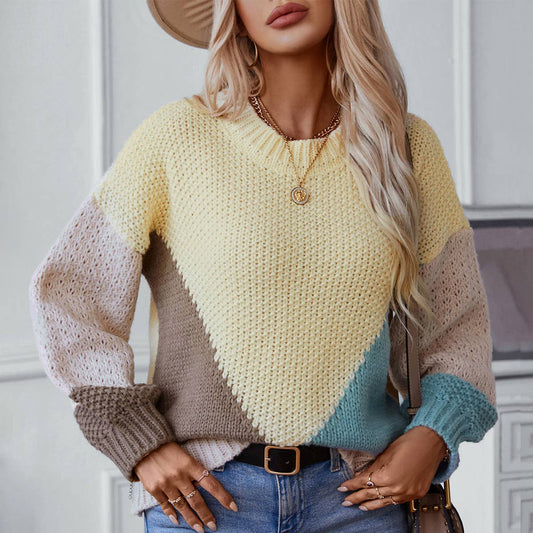 CASUAL CREW-NECK LONG-SLEEVED SWEATER TOP