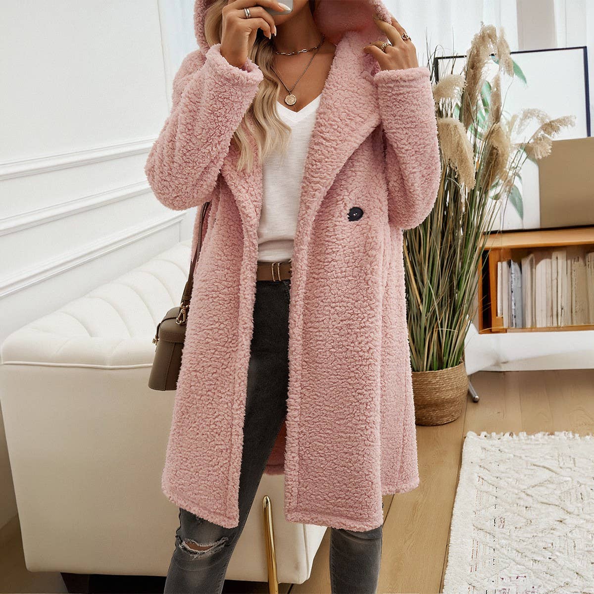 Casual casual hooded knit coat for women