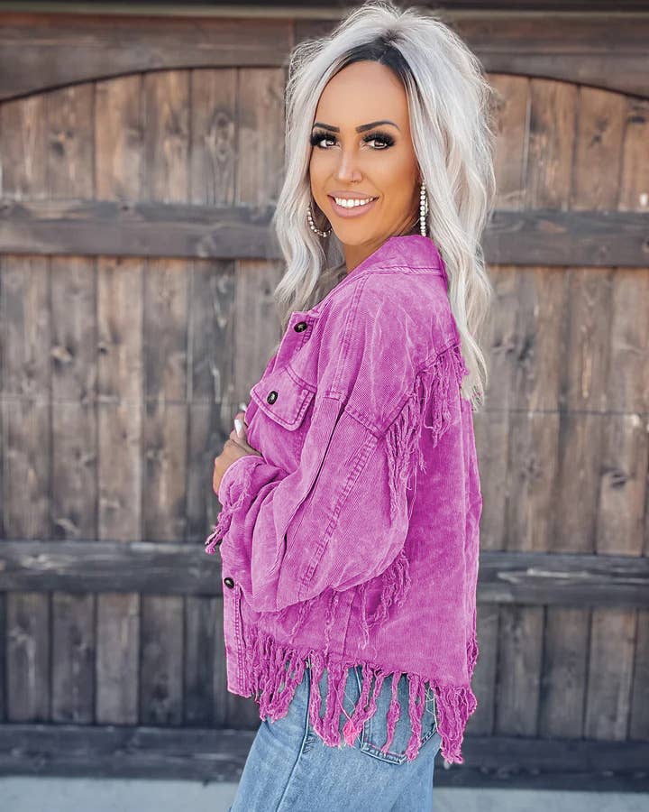 Casual street-style fringed washable coat