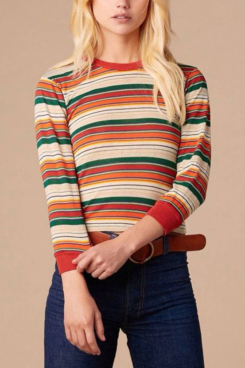 CWTBLL3965_LONG SLEEVE STRIPED CREW NECK T-SHIRT