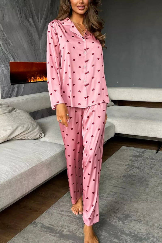 CWSPJ0067_LOVE PRINTED LONG-SLEEVED SHIRT LOUNGEWEAR SET