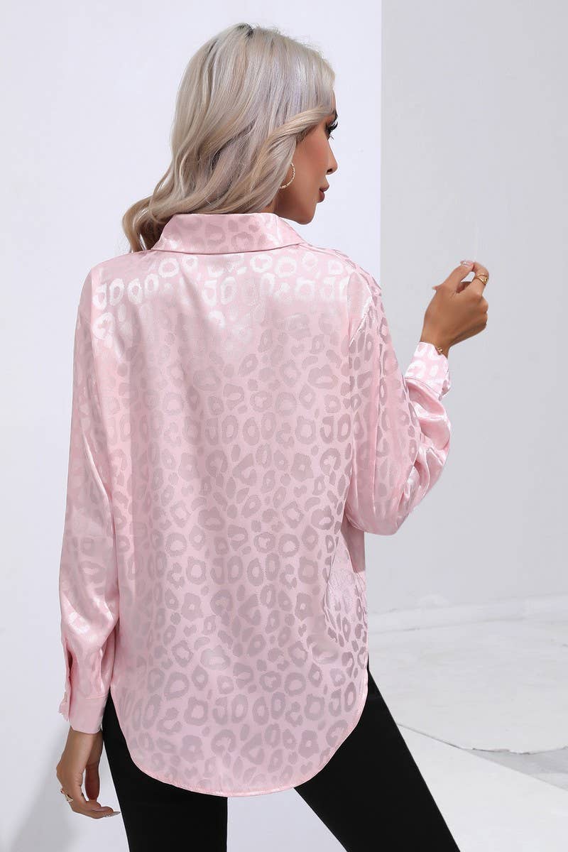 CWTBLL0694_Button Down Silky Satin Long Sleeve Top