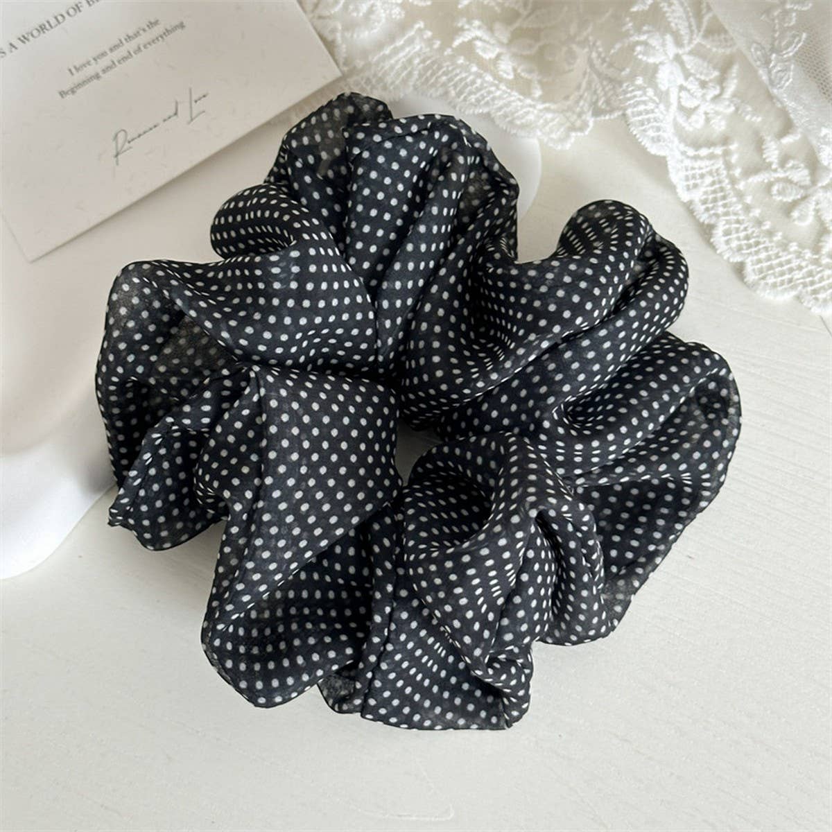 NEW MESH POLKA DOT LARGE INTESTINE HAIR TIE