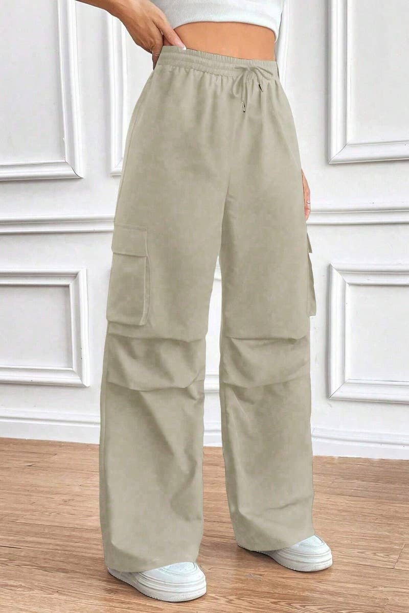 CWBLP1886_DRAWSTRING HIGH WAIST LOOSE COMMUTER OVERALLS