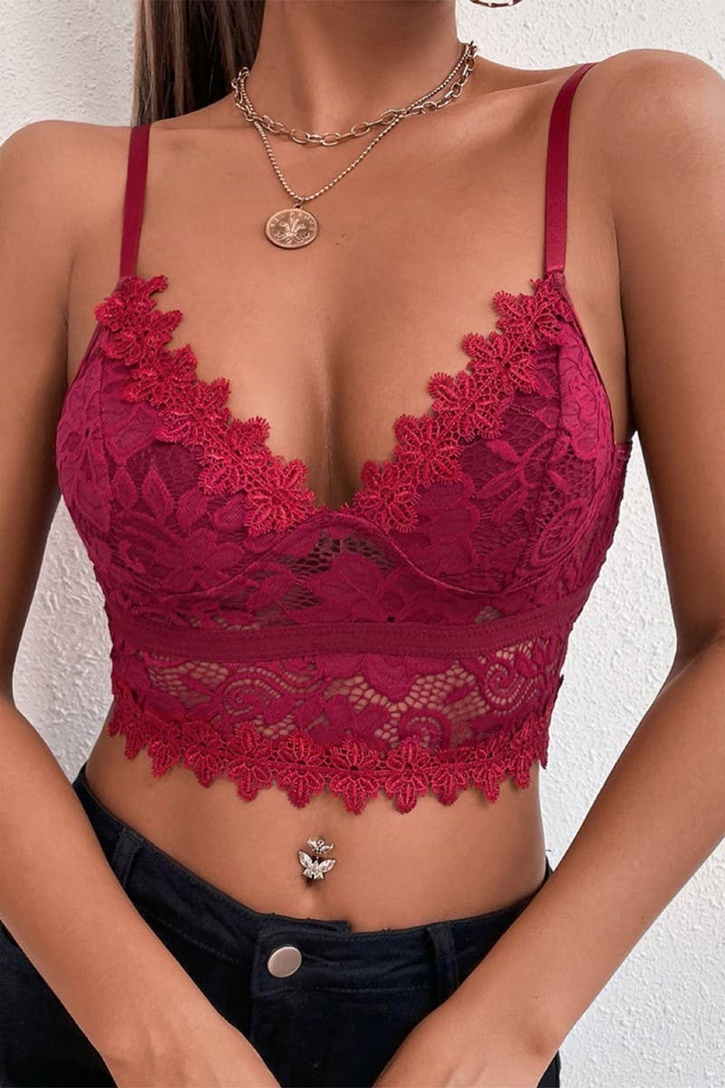 CWTTK0400_DEEP V-NECK  LACE SEXY TANK TOP