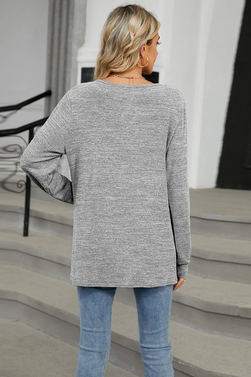 CWTBLL1866_WRINKLED BRUSHED CUTOUT LOOSE LONG SLEEVE TOP