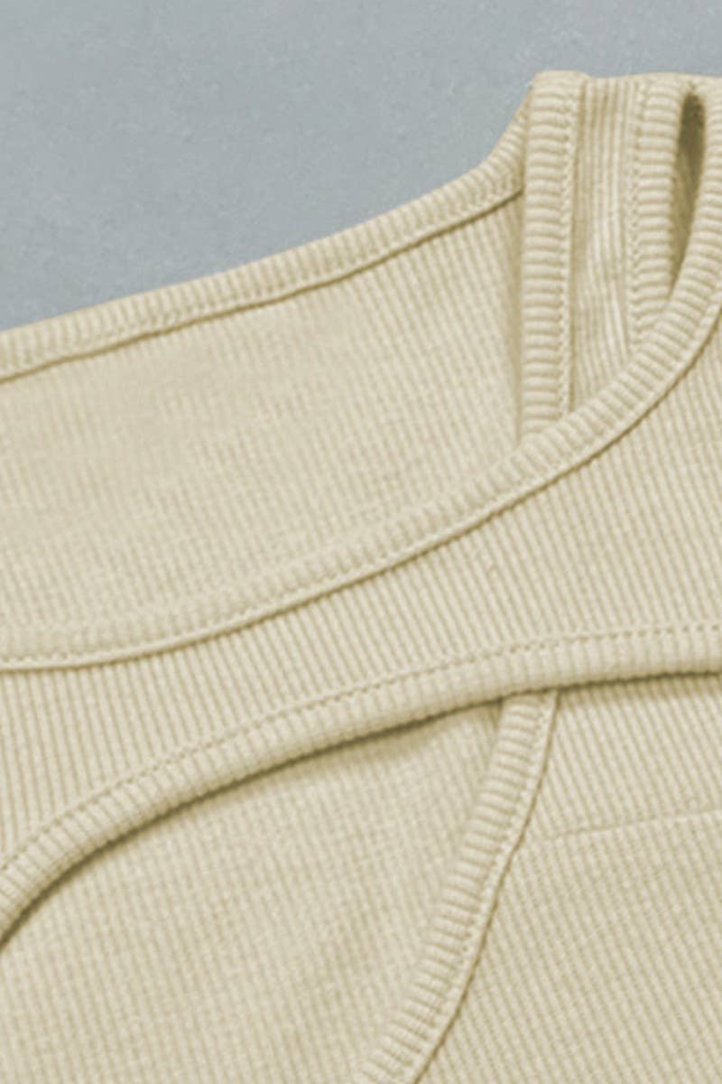 CWTTK0816_SOLID COLOR HOLLOW CHEST SHORT VEST