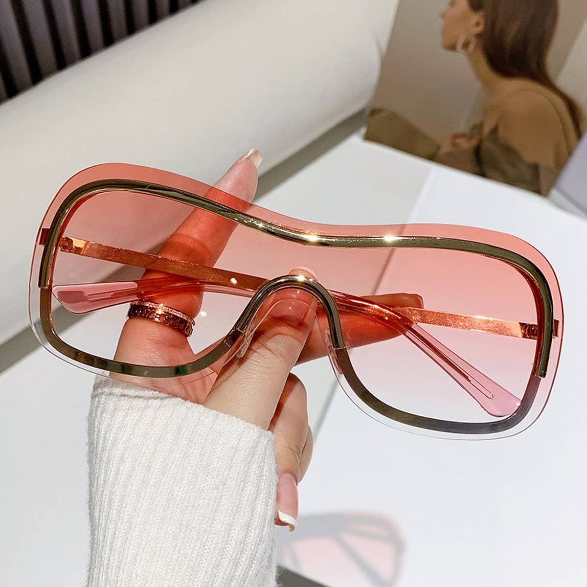 INTEGRATED METAL SUNGLASSES FRAMELESS GLASSES
