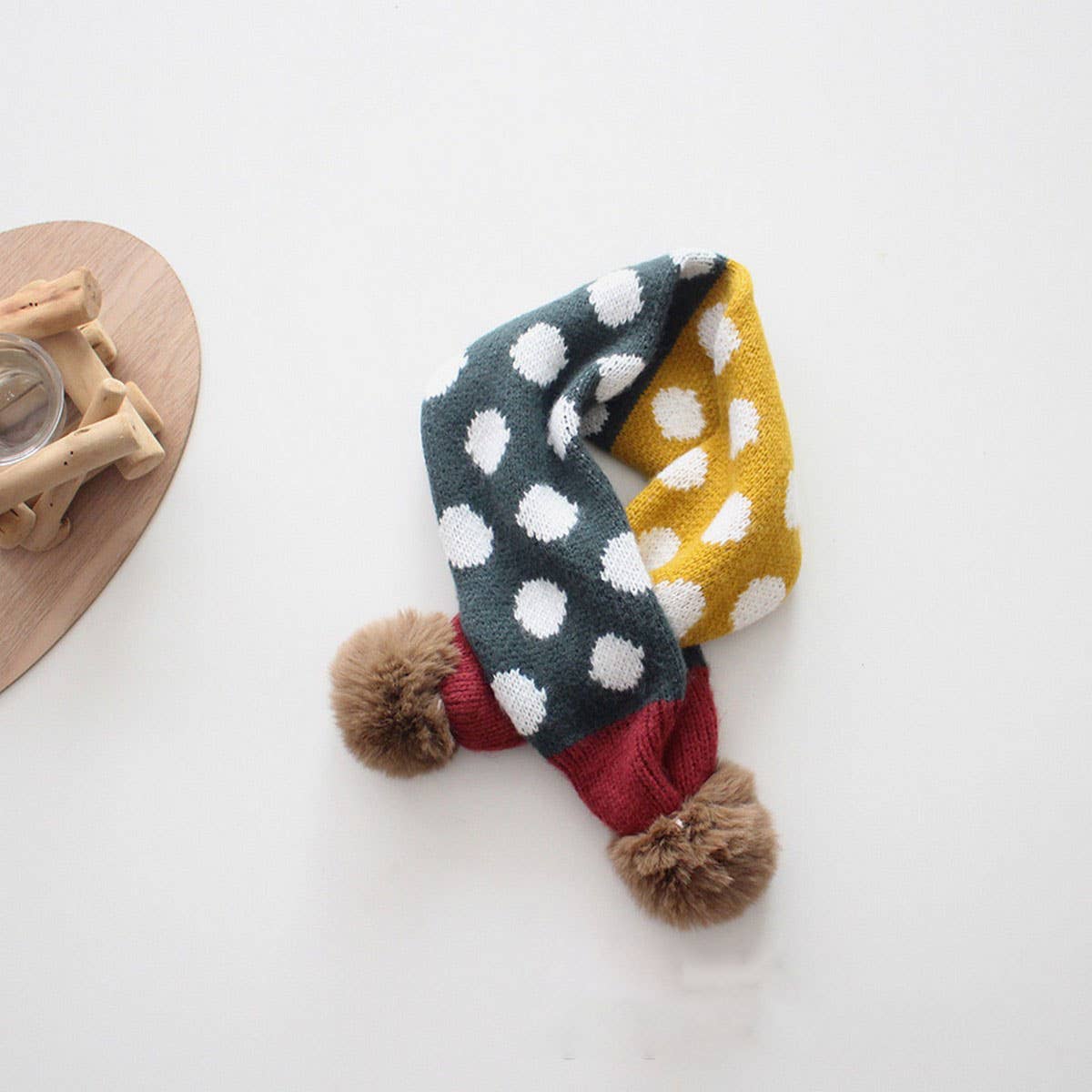 Colorful Polka Dot Knitted Scarf - Kids Neck Scarf