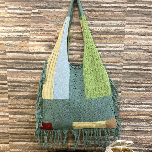 WOMEN RETRO KNIT STITCHING PORTABLE SHOULDER BAG_CWAB0834