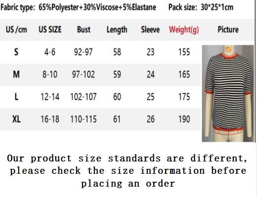 CWOSWS0125_CREW NECK STRIPED CONTRAST SHORT SLEEVE KNIT TOP