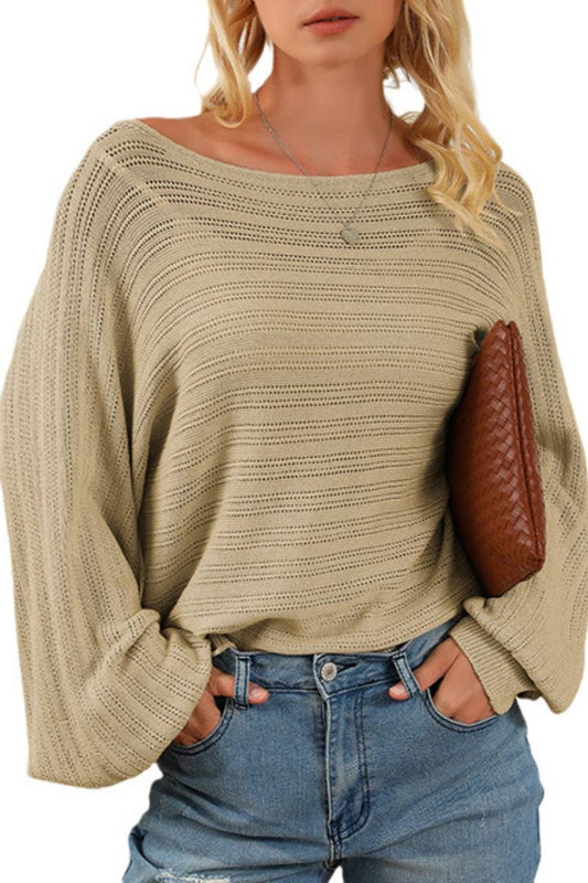 CWTBLL3097_ROUND NECK LONG SLEEVE LOOSE SEE-THROUGH TOP