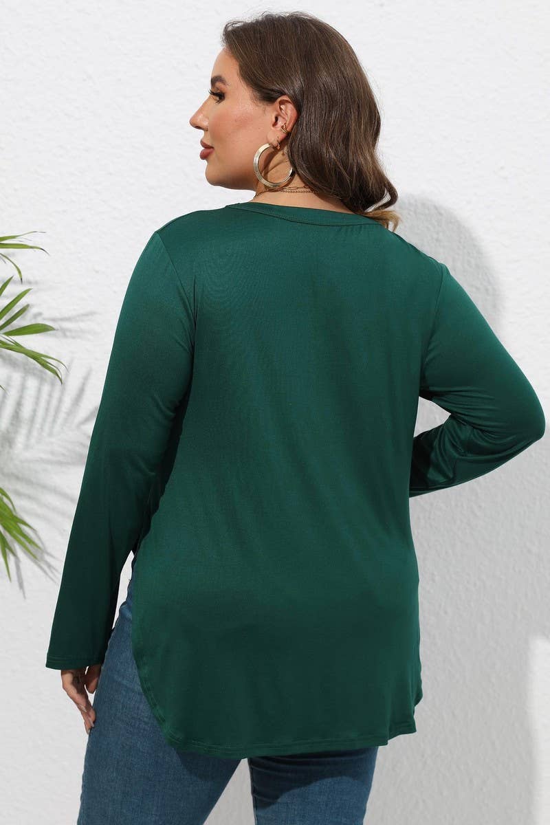 CWTTL1309_PLUS Size Round Neck Long Sleeve Top