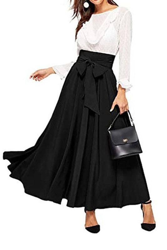 CWBLS0533_SUMMER HIGH WAIST SLIM FRONT TIE A-LINE SKIRT