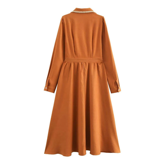 DRESS WITH SUIT COLLAR AND HIGH WAIST