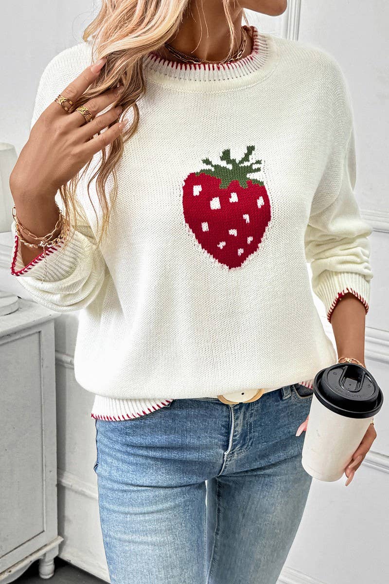 CWOSWL6911_CREW NECK STITCH DETAIL PULLOVER SWEATER