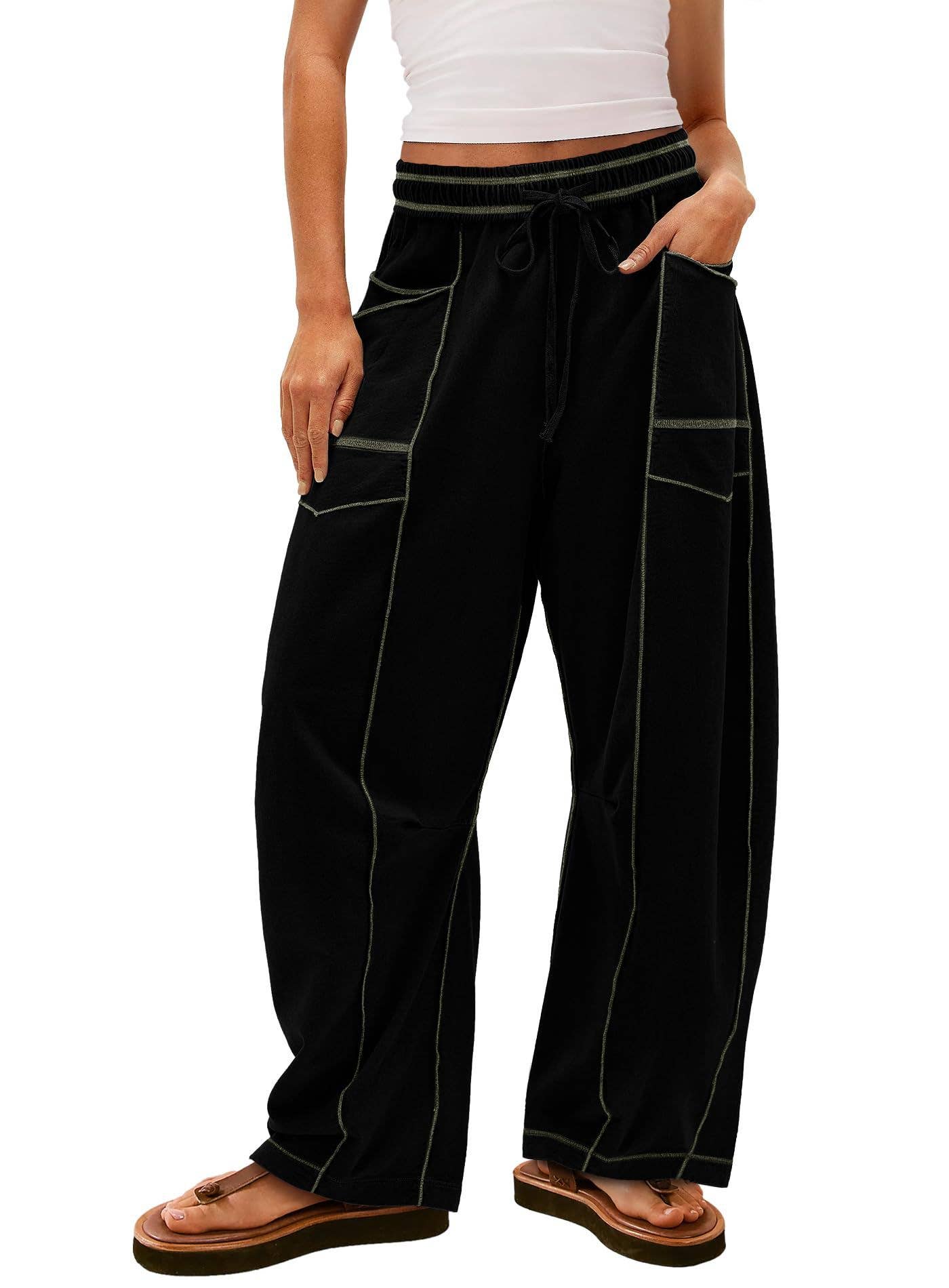 Casual stretched-waist drawstring sweatpants