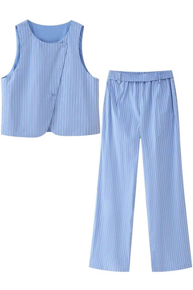 CWSBSSL0153_NICHE HIGH-END STRIPED VEST TOP + PANTS SET