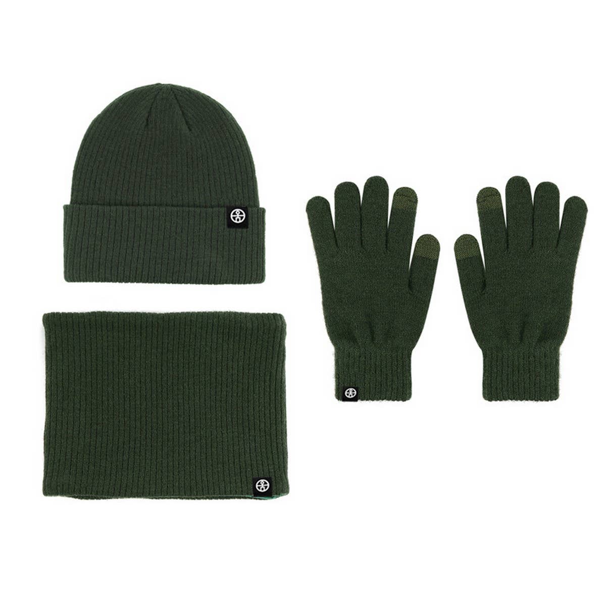 WINTER WARM WOOL HAT SCARF GLOVES THREE-PIECE SET