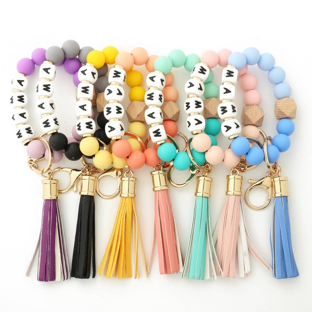 Silicone Bead Bracelet Keychain for Women
