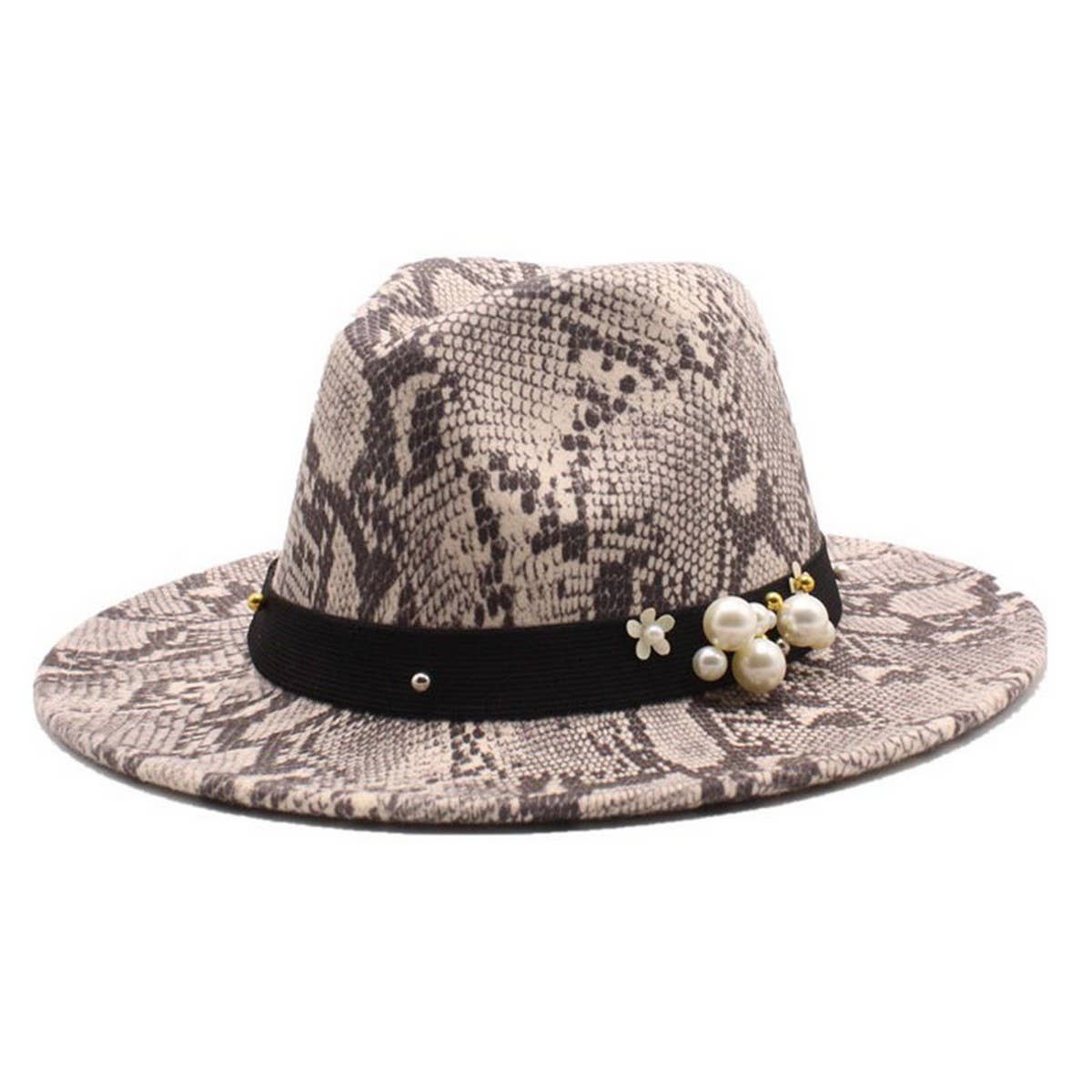 TWEED HAT SNAKE PATTERN HAT JAZZ HAT FELT HAT_CWAH2597