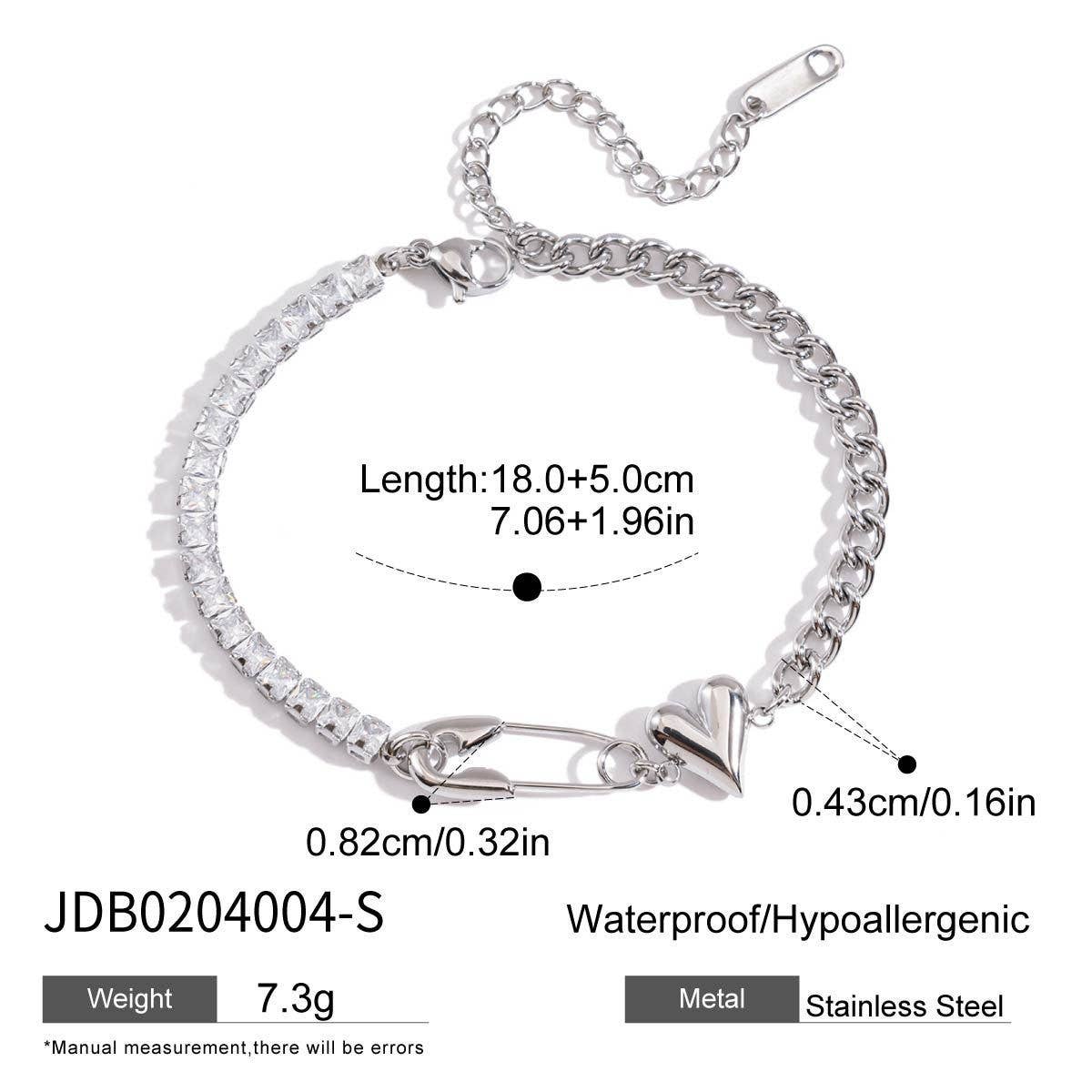 18K Gold Titanium Pink Zircon Claw Chain Bracelet_CWAJE4687