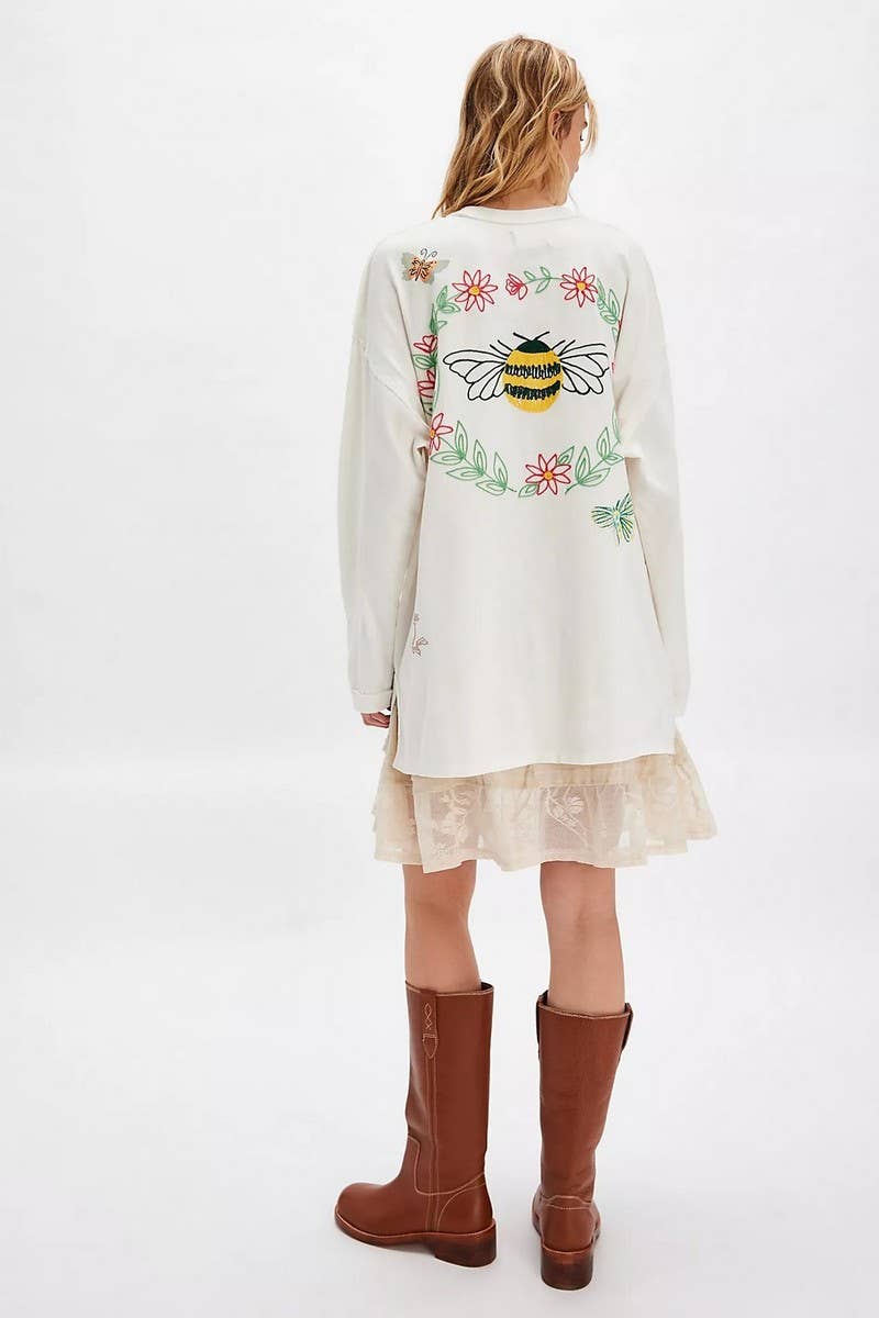 CWTBLL01280_CASUAL EMBROIDERY KNIT LOOSE SWEATSHIRT