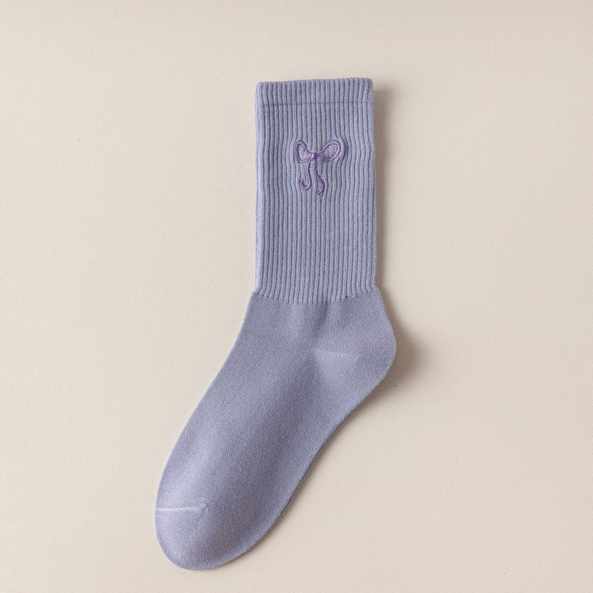 CWMS2522_WOMEN'S EMBROIDERED BOW SOCKS