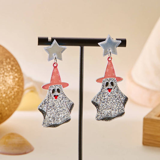 HALLOWEEN FUNNY PUMPKIN BAT LEAF EARRINGS