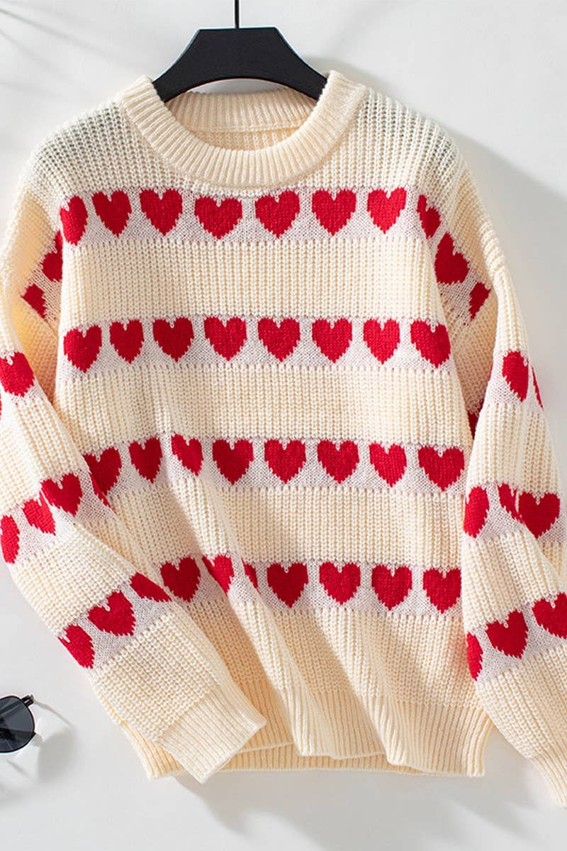 CWOSWL2830_CASUAL HEART PULLOVER KNITTED SWEATER