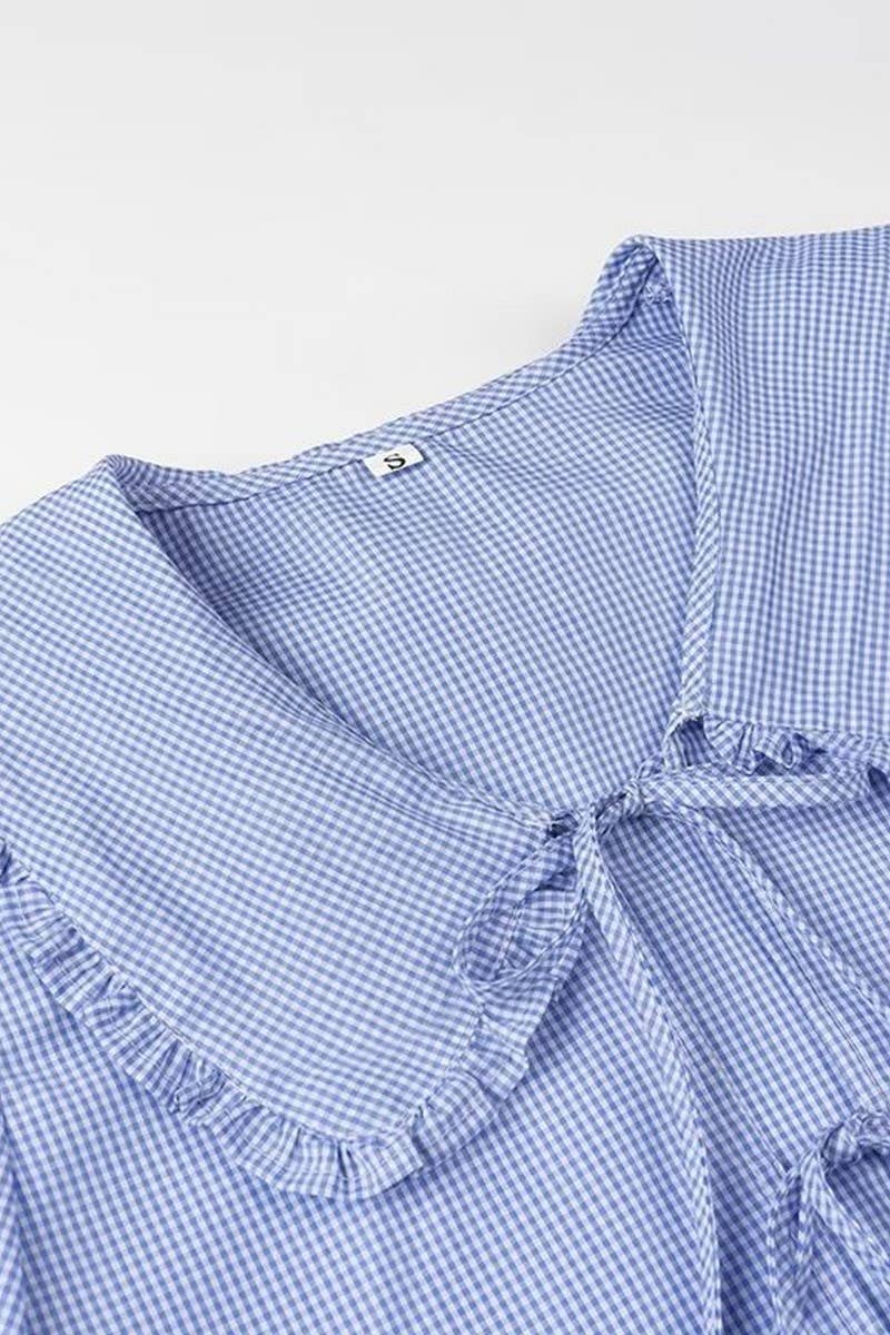 CWTBLL1129_CASUAL PLAID SHIRT WITH BABY DOLL COLLAR