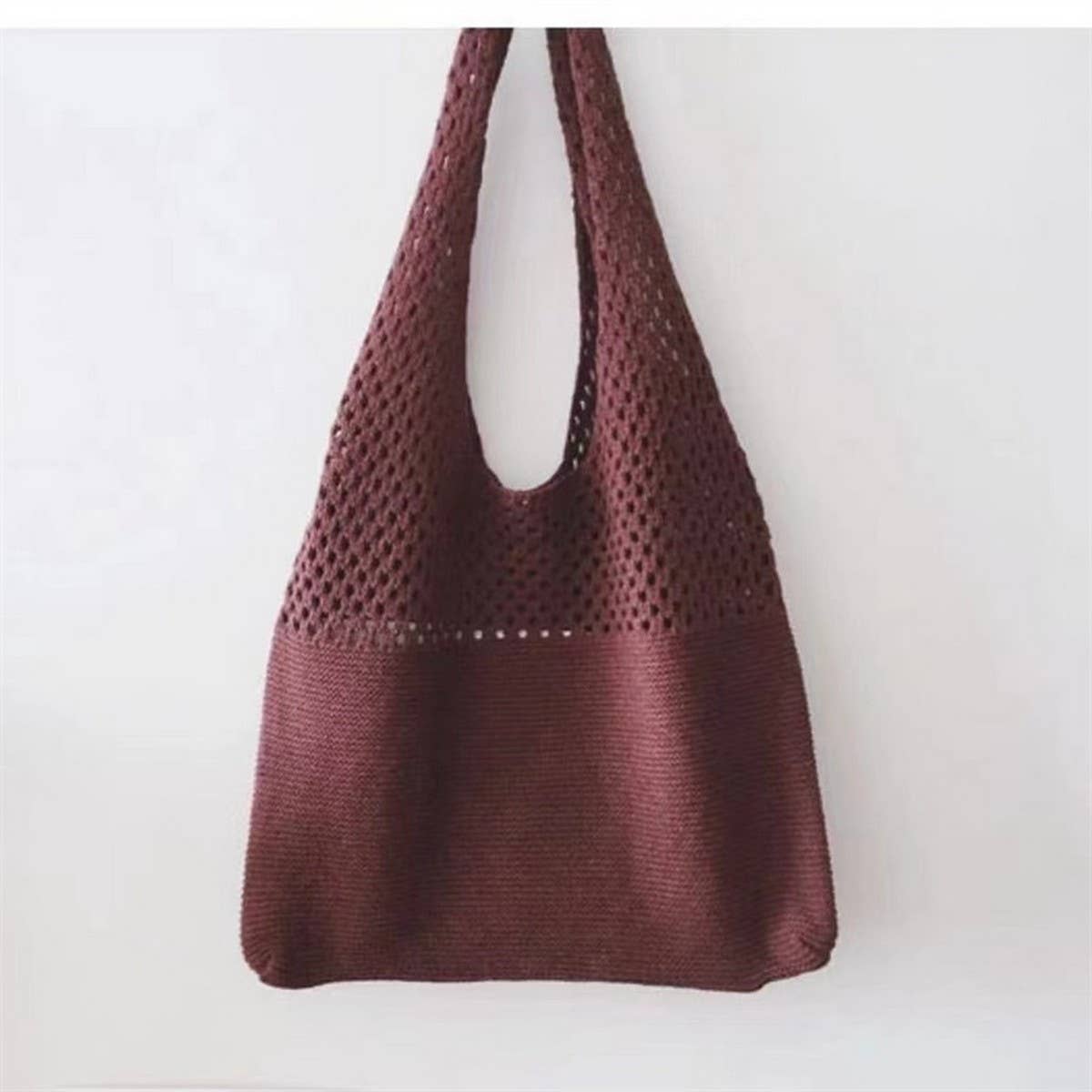 CWAB4568_HOLLOW KNIT LARGE CAPACITY SHOULDER TOTE BAG