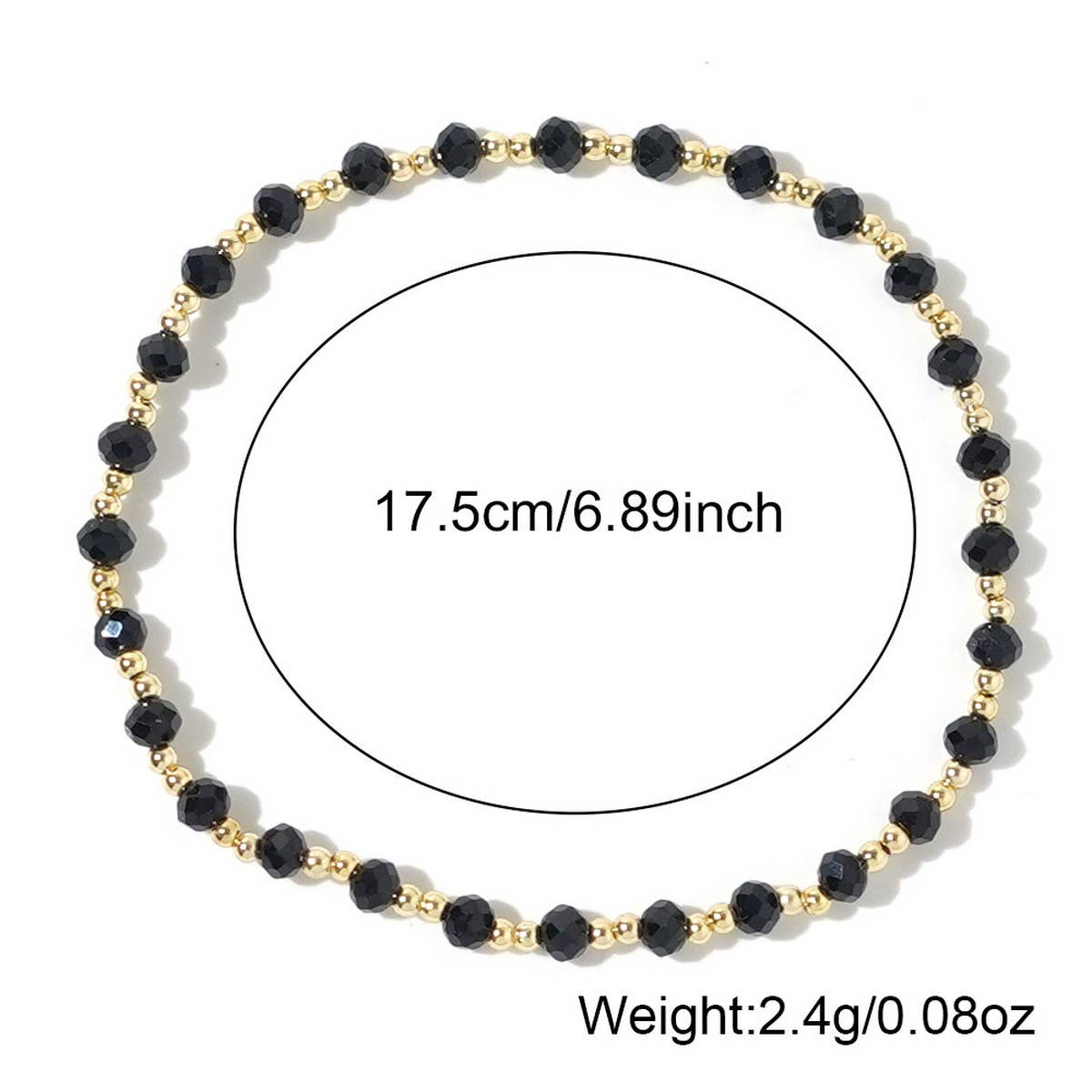 FASHIONABLE COPPER BEADS AND BLACK CRYSTAL BRACELET