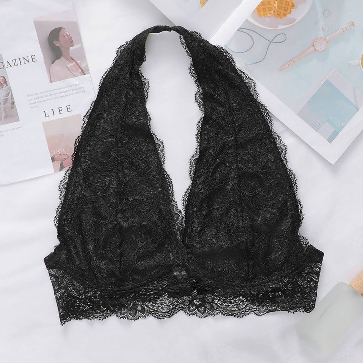 SEXY DEEP V-NECK LACE UNDERWEAR BRA