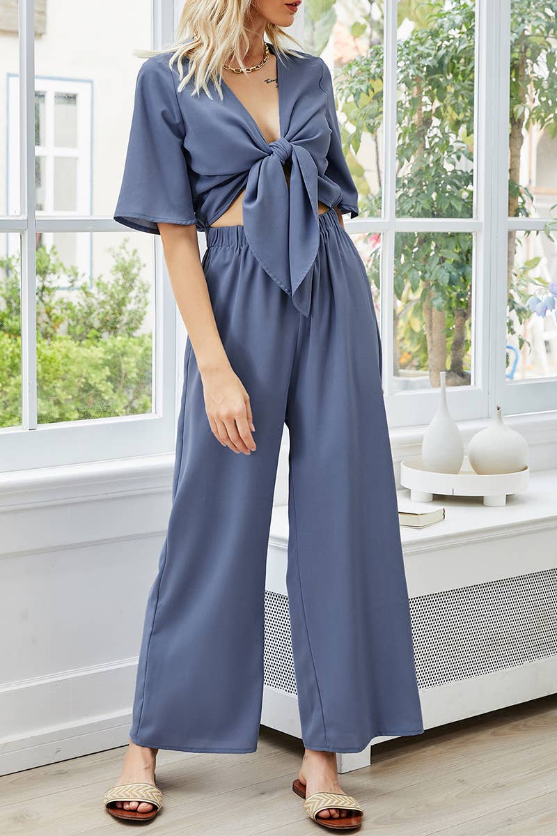 CWSS1174_SUMMER SEXY V-NECK LEISURE SUIT