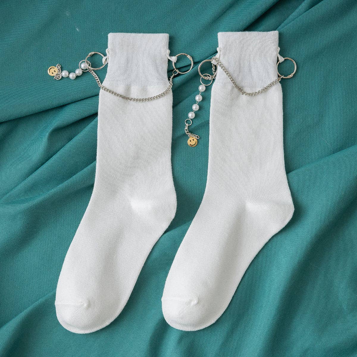 WOMEN BLACK PUNK CHAIN SOCKS