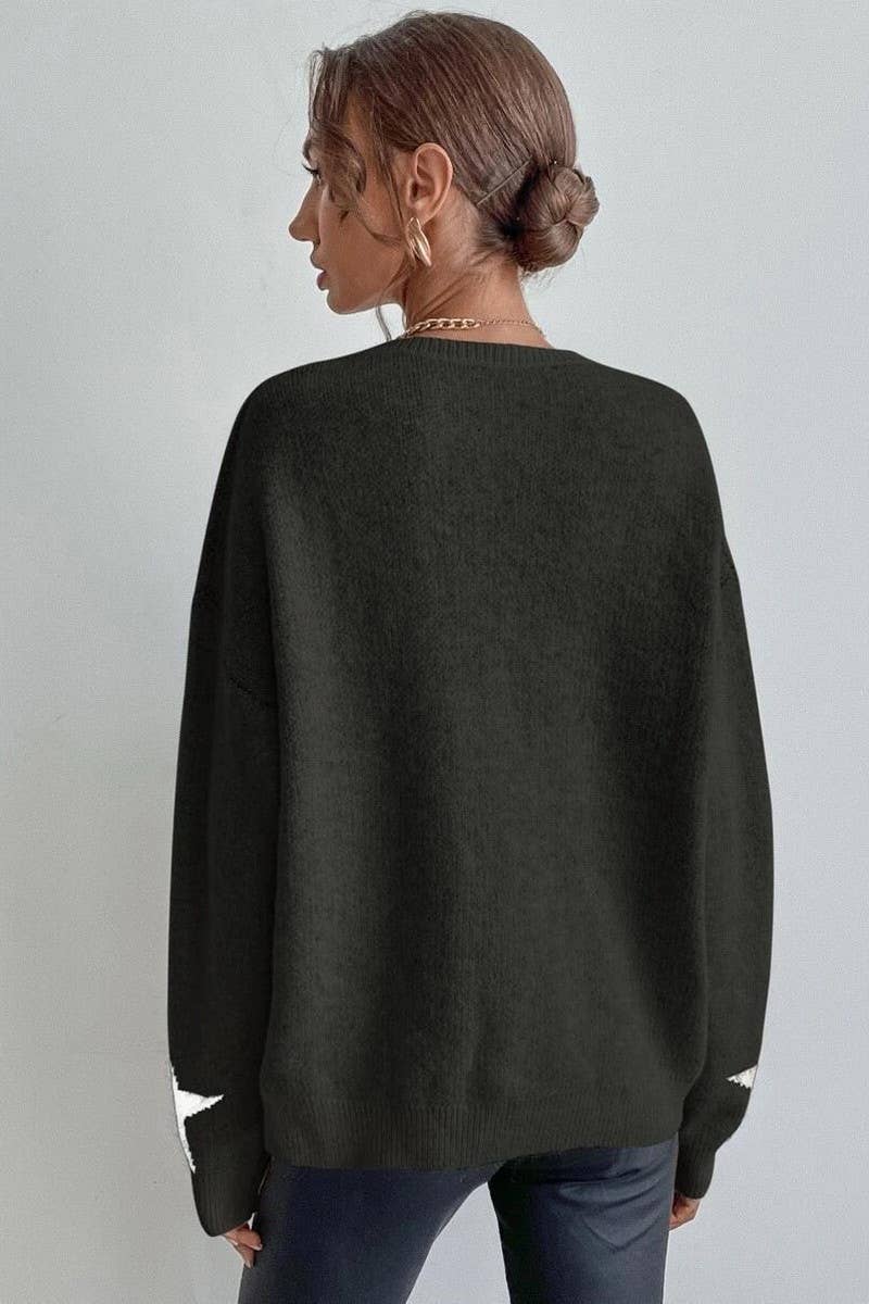 CWOSWL6262_LONG SLEEVE PULLOVER CREWNECK RIBBED KNIT SWEATER