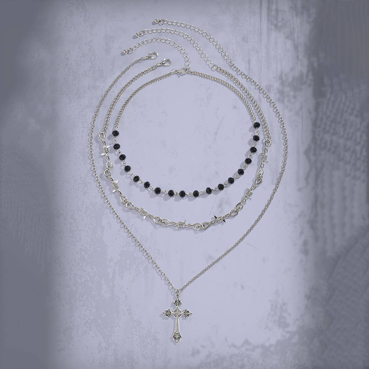 HIP HOP CROSS PENDANT DARK CLAVICLE NECKLACE