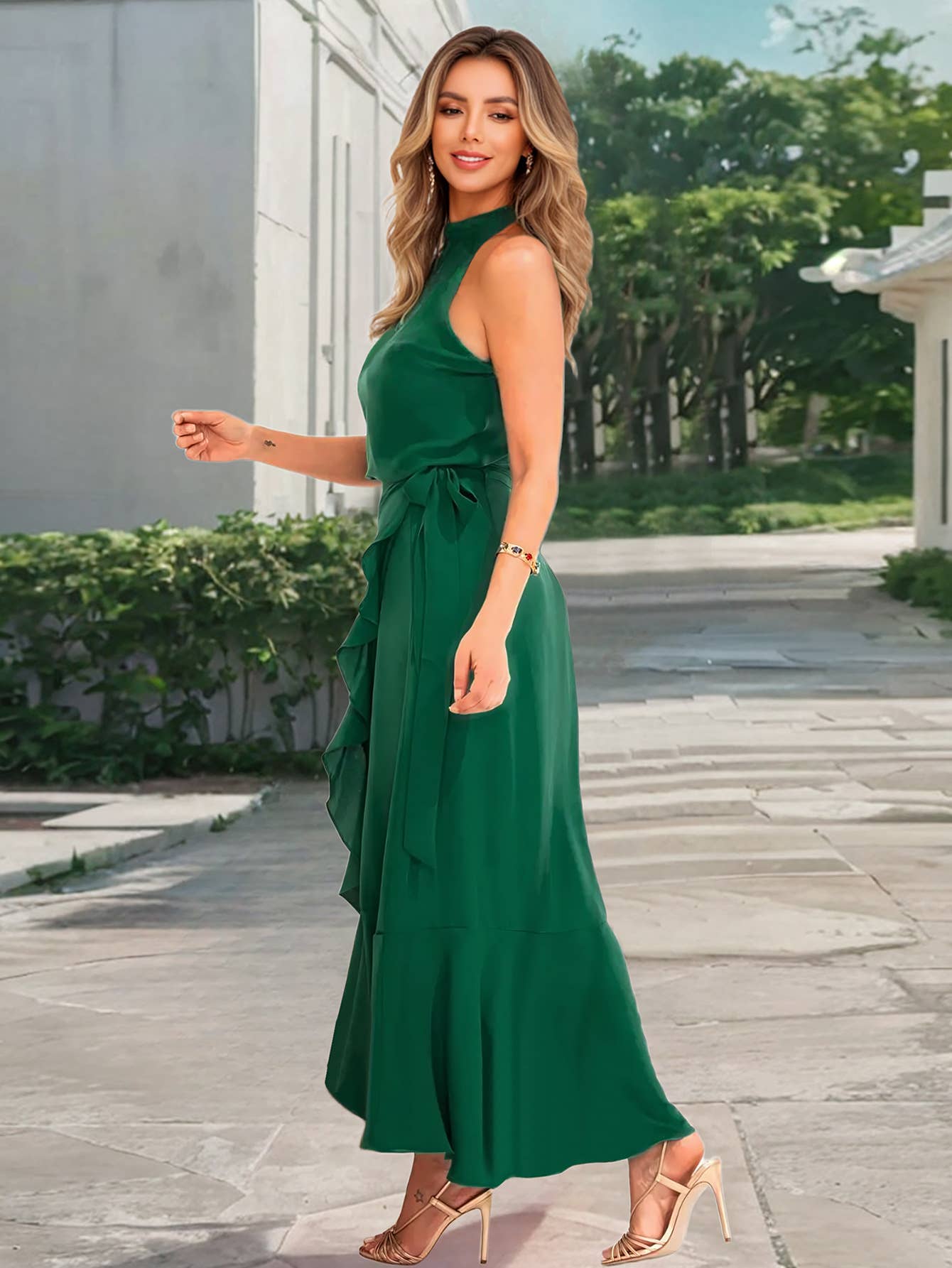 Elegant Ruffle Asymmetrical Ties A-Line Skirt