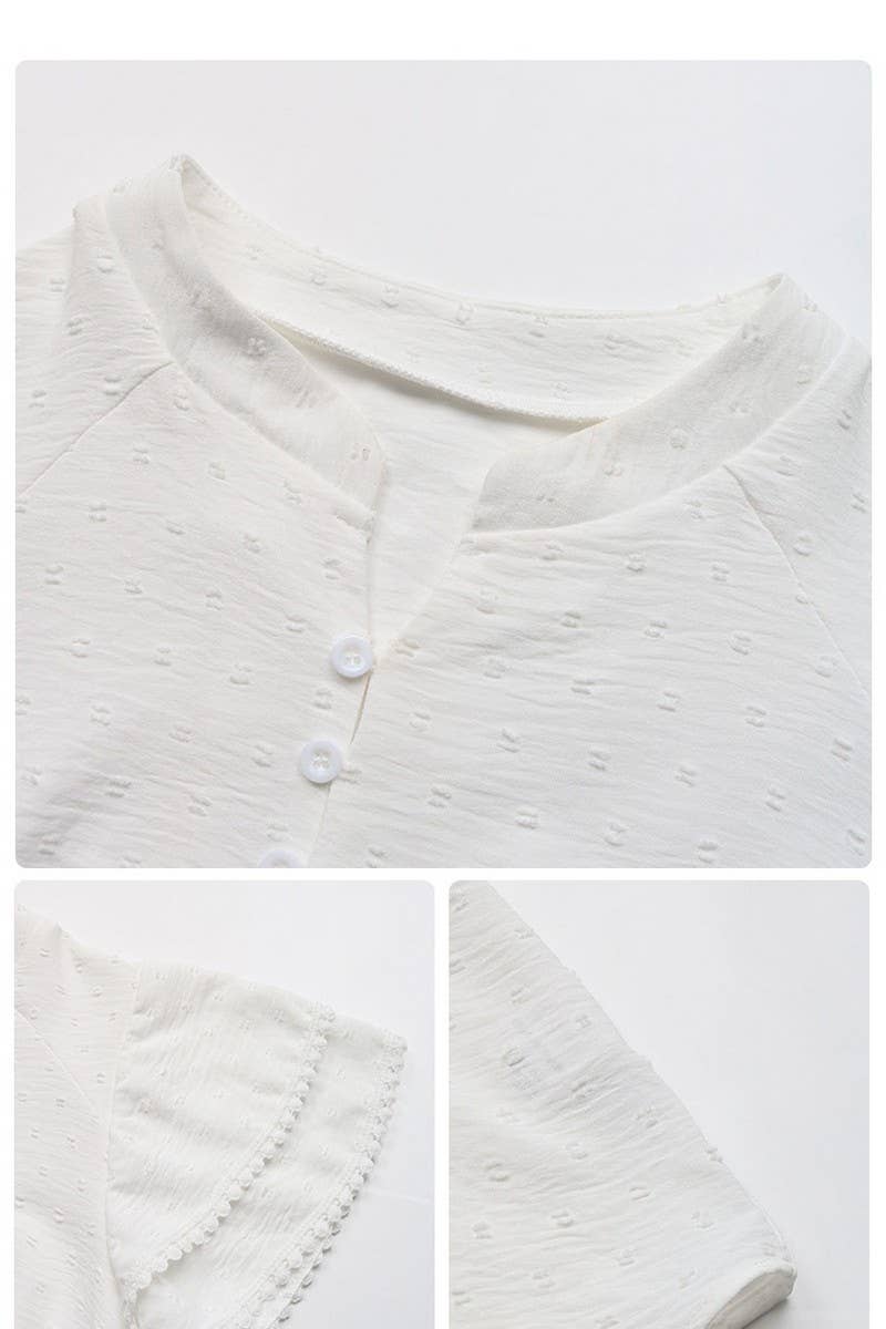 CWTBLS0940_SOLID COLOR TEXTURED SMALL STAND COLLAR SHIRT