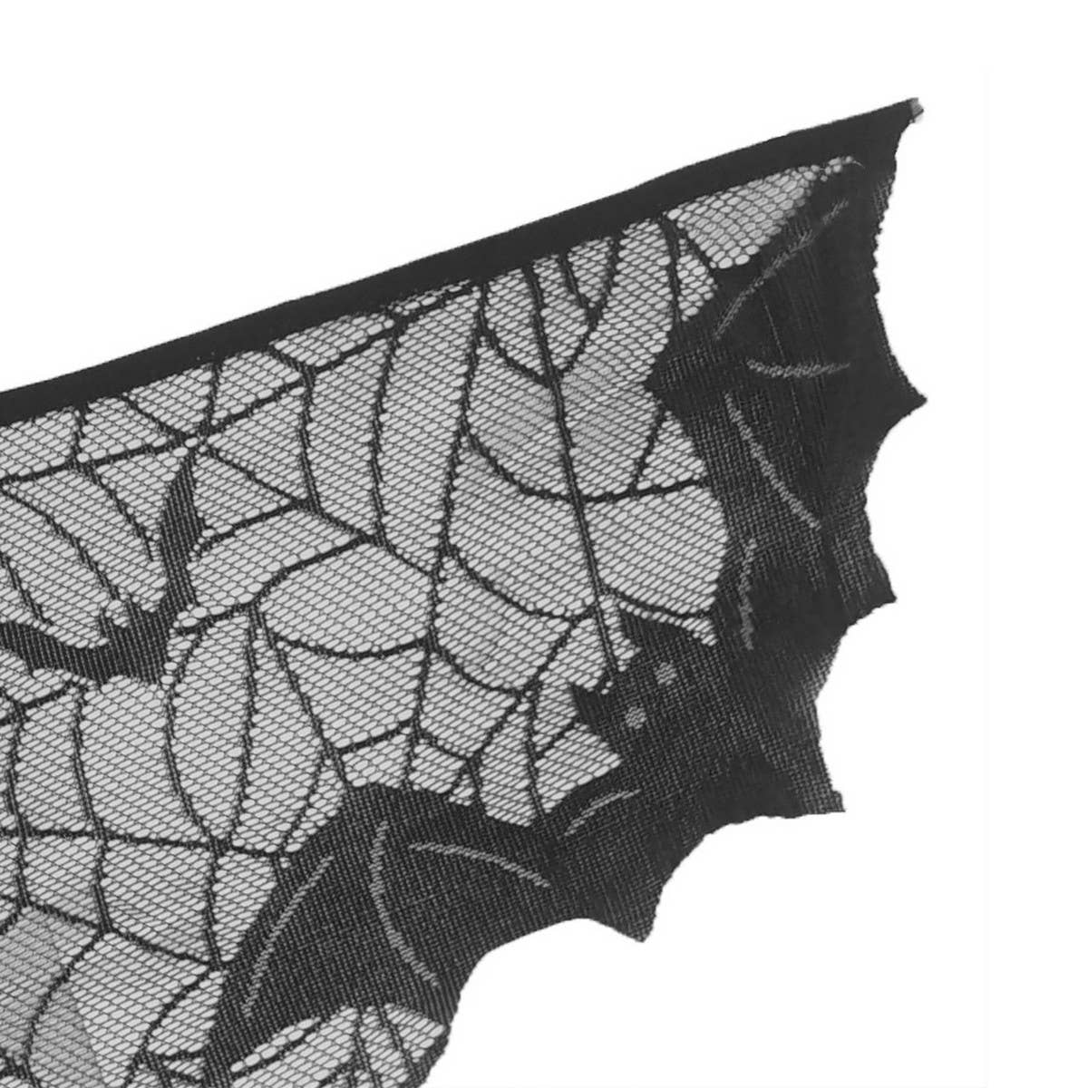 HALLOWEEN MANTEL BAT LACE TABLE RUNNER