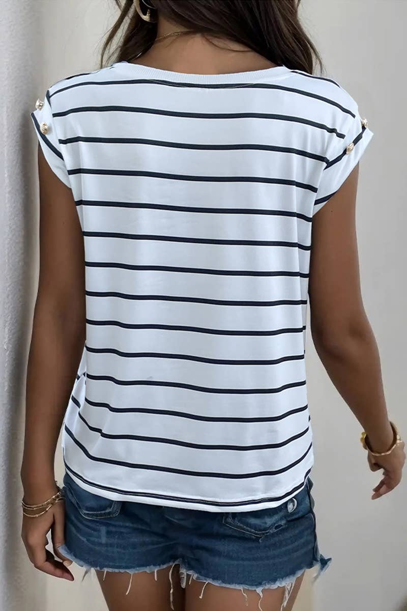 CWTTS1290_SUMMER FASHION SLEEVELESS STRIPED T-SHIRT