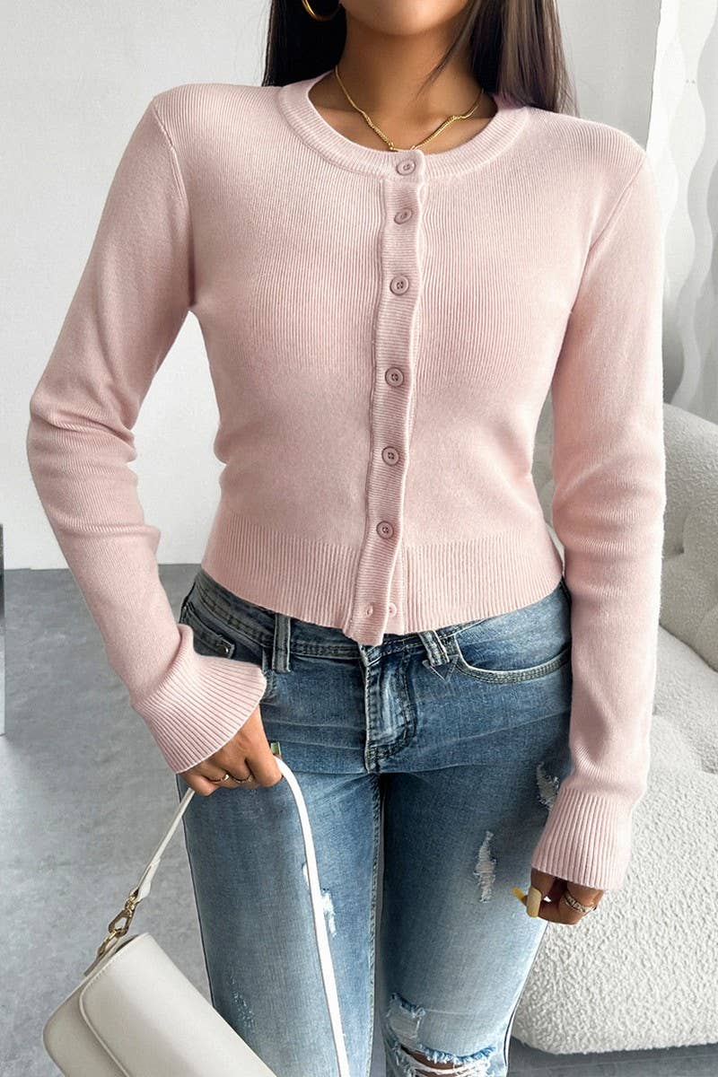 CWOCAL2256_SLIM FIT CARDIGAN BUTTON LONG SLEEVE SWEATER