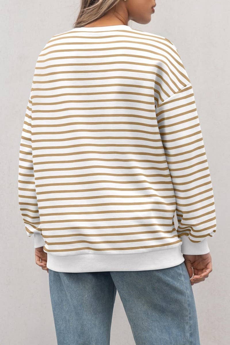 CWTBLL4009_STRIPED CREWNECK OVERSIZED SWEATSHIRT PULLOVER