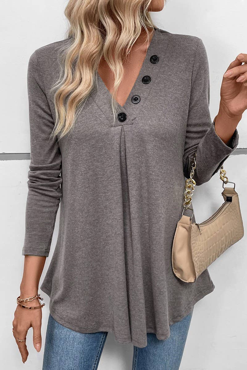 CWTBLL3735_AUTUMN CASUAL MID-LENGTH V-NECK T-SHIRT