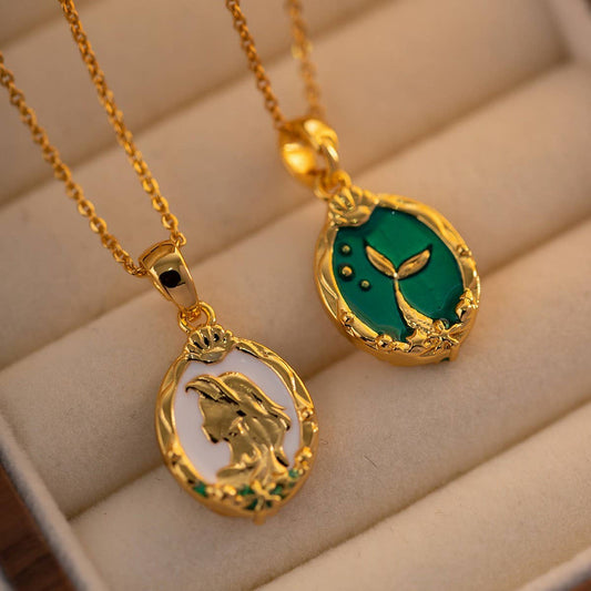 Cute mermaid princess reversible necklace