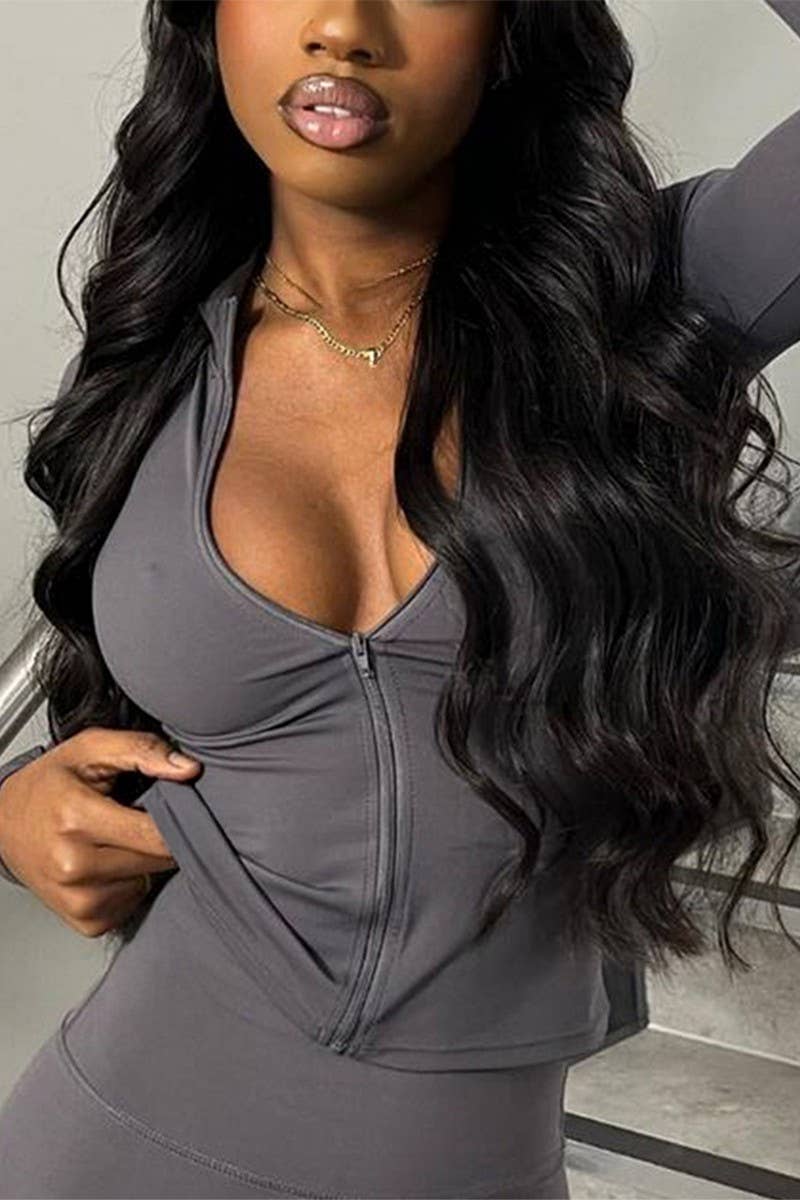 CWTBLL3606_SOLID COLOR ZIPPER LONG SLEEVE SPORTS COAT