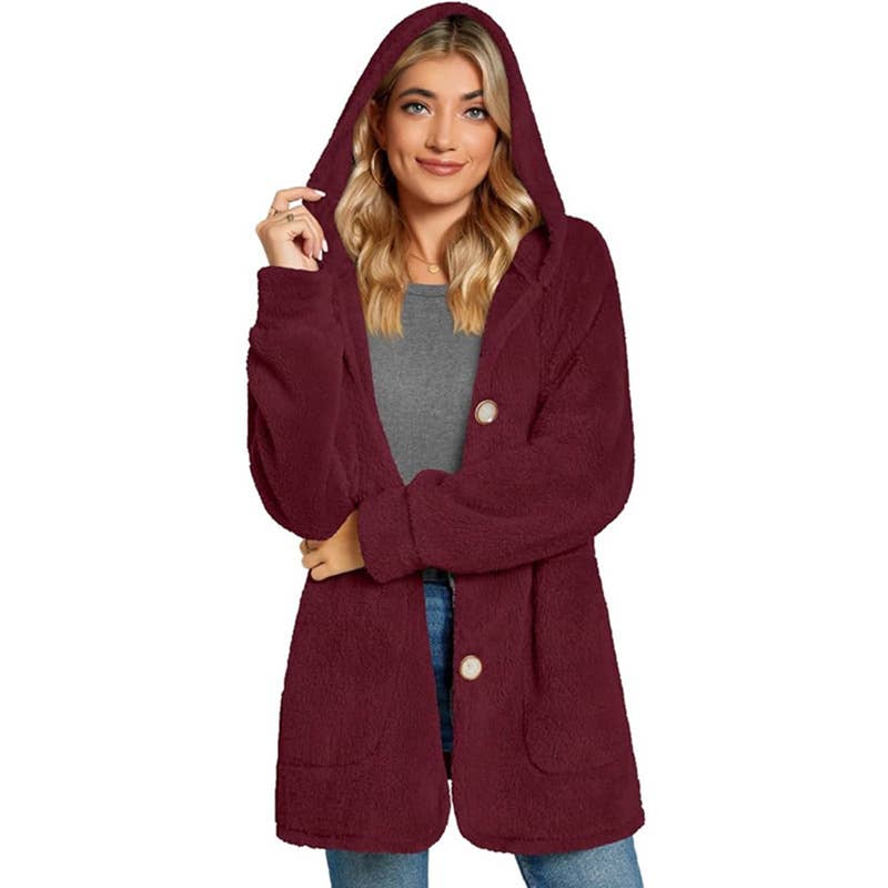 FLEECE BUTTON POCKET CARDIGAN CASUAL COAT